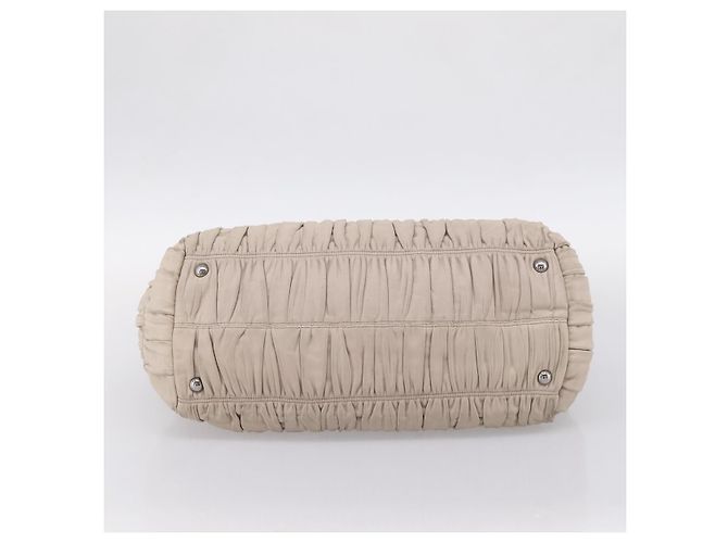 Borsa a mano Prada Gathered in pelle 2way Ivory Silver Auth 202895A Argento Crudo - vista 13