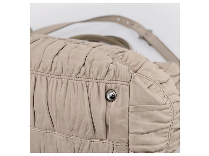 Borsa a mano Prada Gathered in pelle 2way Ivory Silver Auth 202895A Argento Crudo - vista 16