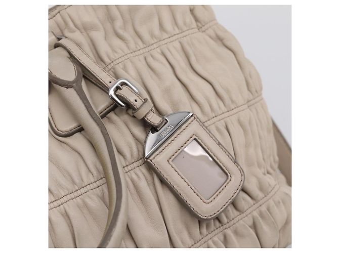 Borsa a mano Prada Gathered in pelle 2way Ivory Silver Auth 202895A Argento Crudo - vista 18
