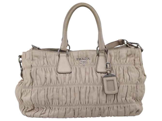 Borsa a mano Prada Gathered in pelle 2way Ivory Silver Auth 202895A Argento Crudo - vista 2