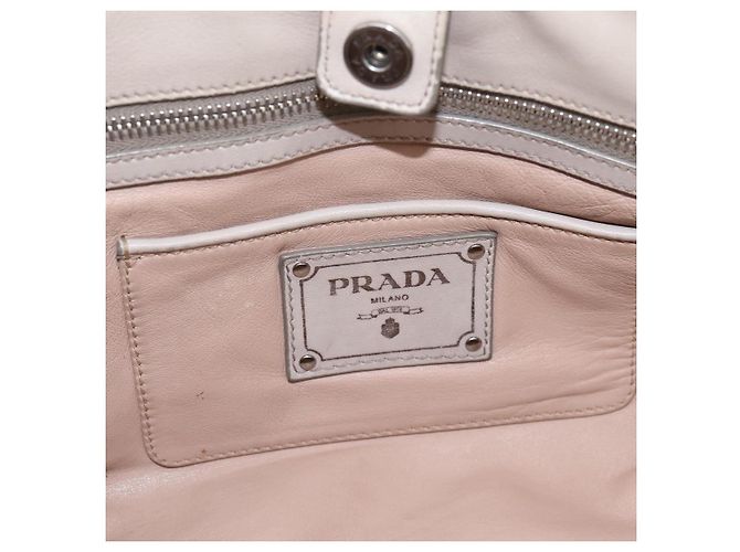 Borsa a mano Prada Gathered in pelle 2way Ivory Silver Auth 202895A Argento Crudo - vista 20