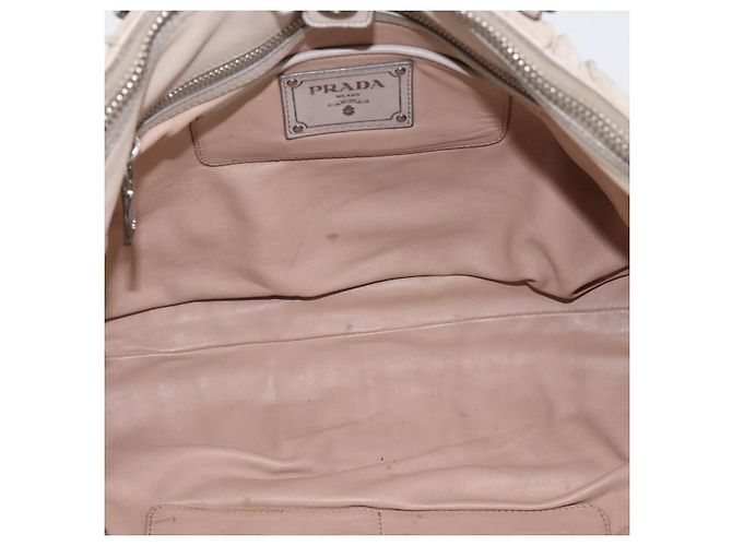 Borsa a mano Prada Gathered in pelle 2way Ivory Silver Auth 202895A Argento Crudo - vista 21