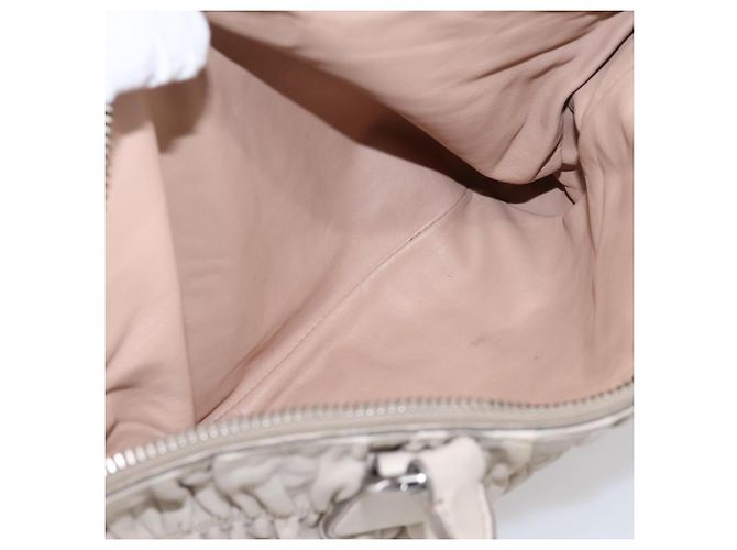 Borsa a mano Prada Gathered in pelle 2way Ivory Silver Auth 202895A Argento Crudo - vista 29