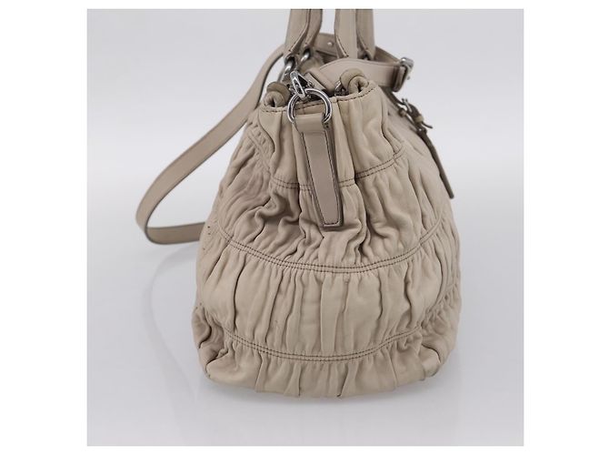Borsa a mano Prada Gathered in pelle 2way Ivory Silver Auth 202895A Argento Crudo - vista 4