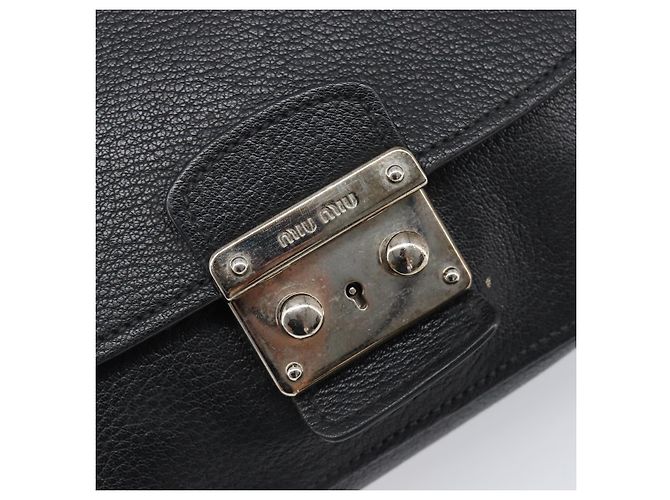Borsa a tracolla Miu Miu in pelle nera argento Auth 200710A Nero - vista 16