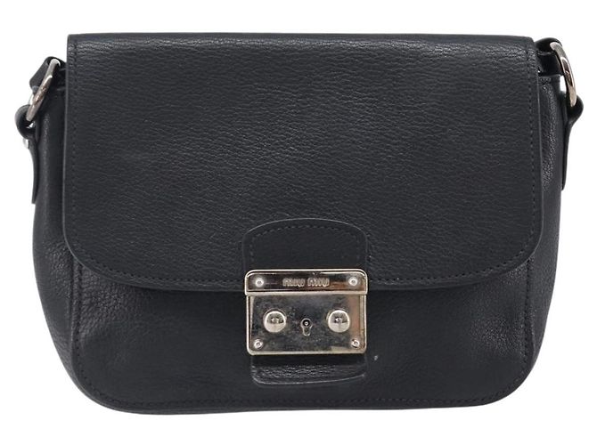 Borsa a tracolla Miu Miu in pelle nera argento Auth 200710A Nero - vista 2