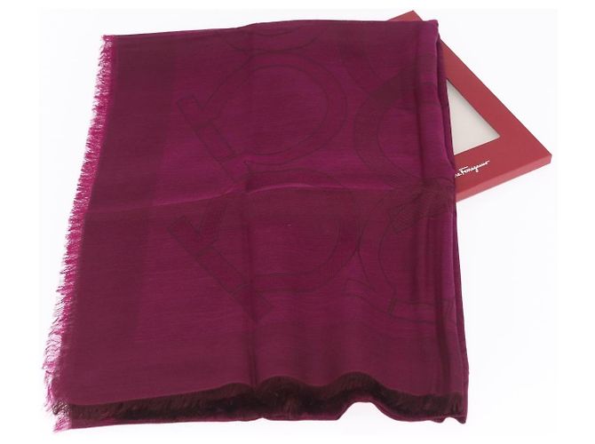 Stola Salvatore Ferragamo Gancini in seta viola autentica am12542M Porpora - vista 11