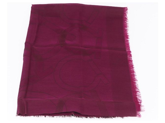 Stola Salvatore Ferragamo Gancini in seta viola autentica am12542M Porpora - vista 3
