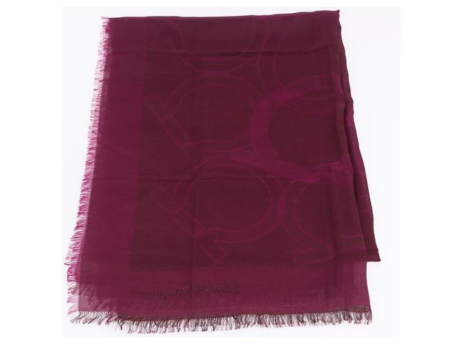 Stola Salvatore Ferragamo Gancini in seta viola autentica am12542M Porpora - vista 6