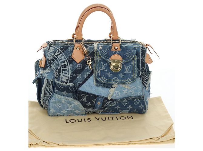 Borsa LOUIS VUITTON Monogram Denim Patchwork Speedy 30 Blu M95380 Auth 202605SM - vista 12