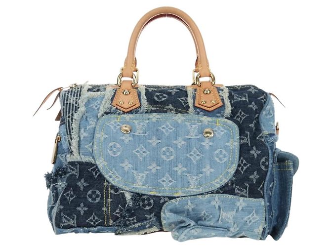 Borsa LOUIS VUITTON Monogram Denim Patchwork Speedy 30 Blu M95380 Auth 202605SM - vista 2