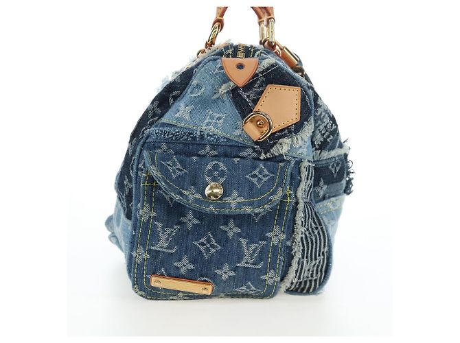 Borsa LOUIS VUITTON Monogram Denim Patchwork Speedy 30 Blu M95380 Auth 202605SM - vista 3