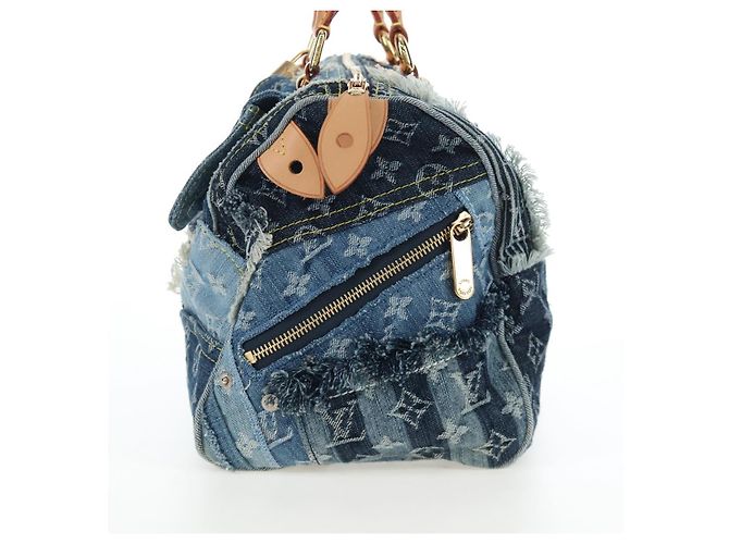 Borsa LOUIS VUITTON Monogram Denim Patchwork Speedy 30 Blu M95380 Auth 202605SM - vista 4
