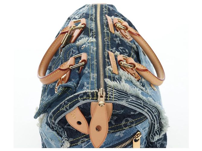 Borsa LOUIS VUITTON Monogram Denim Patchwork Speedy 30 Blu M95380 Auth 202605SM - vista 6