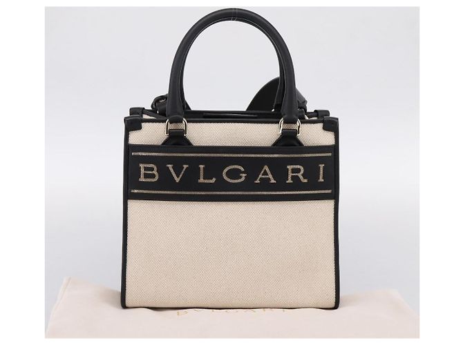 Bulgari Borsa BVLGARI Canvas 2way Beige Gold Auth 202907M D'oro - vista 23