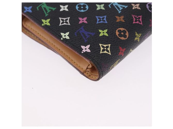 Portafoglio LOUIS VUITTON Monogram Multicolor Nero LV Auth mr2867 - vista 10