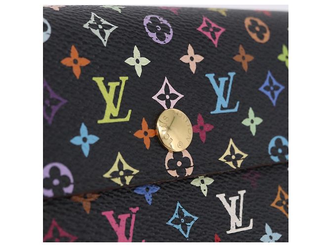 Portafoglio LOUIS VUITTON Monogram Multicolor Nero LV Auth mr2867 - vista 12