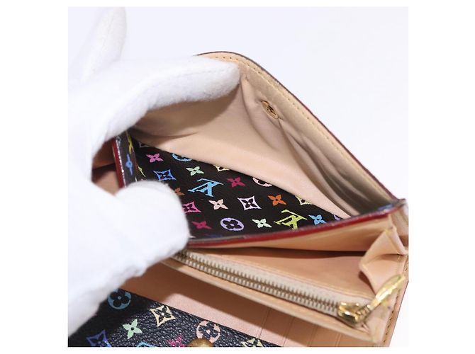 Portafoglio LOUIS VUITTON Monogram Multicolor Nero LV Auth mr2867 - vista 18