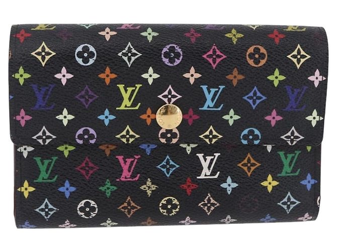 Portafoglio LOUIS VUITTON Monogram Multicolor Nero LV Auth mr2867 - vista 2