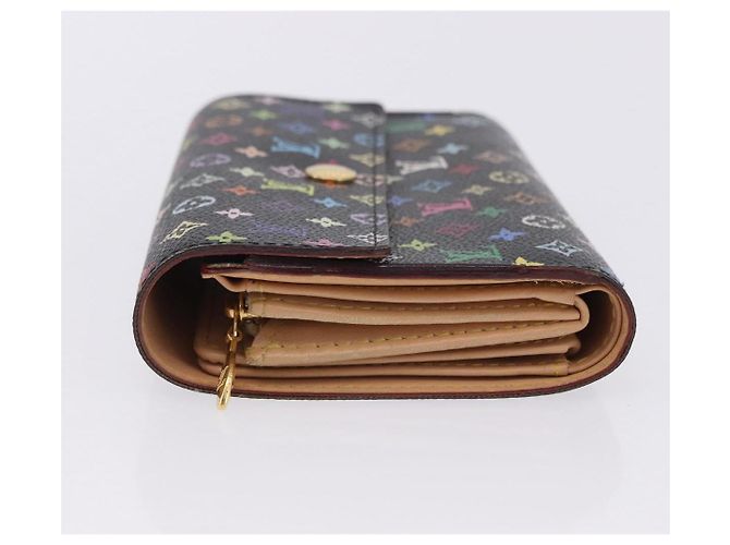 Portafoglio LOUIS VUITTON Monogram Multicolor Nero LV Auth mr2867 - vista 5