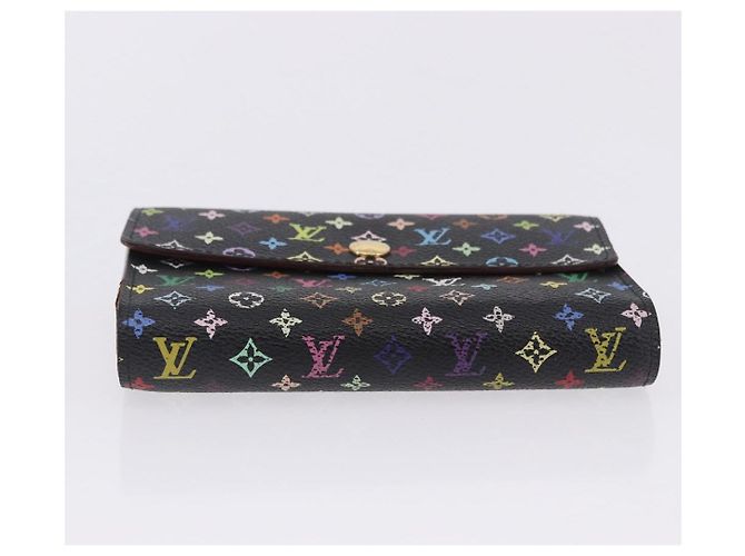 Portafoglio LOUIS VUITTON Monogram Multicolor Nero LV Auth mr2867 - vista 7
