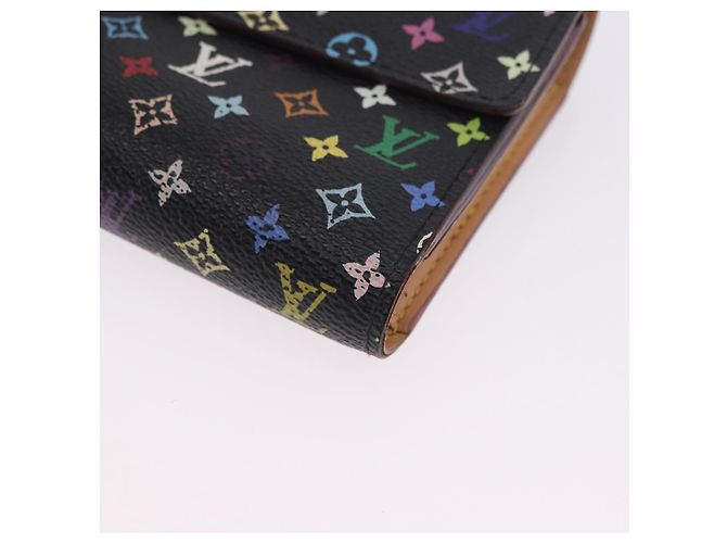 Portafoglio LOUIS VUITTON Monogram Multicolor Nero LV Auth mr2867 - vista 9