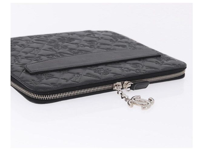 Capa para iPad CHANEL Icon em couro preto e dourado CC Auth 200467 - vista 6
