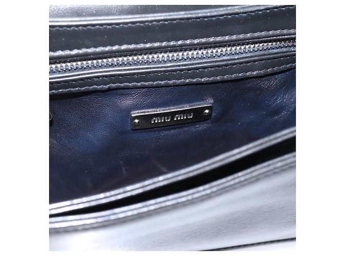 Borsa a tracolla Miu Miu Matelassé con catena in pelle nera e argento Auth 203216V Nero - vista 19