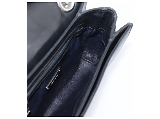 Borsa a tracolla Miu Miu Matelassé con catena in pelle nera e argento Auth 203216V Nero - vista 21