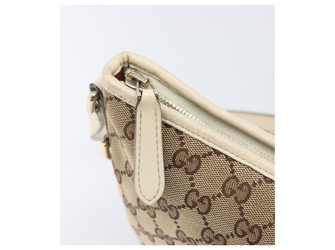Borsa a tracolla GUCCI GG Canvas Beige Tono Oro 169998 Auth 201433 - vista 18