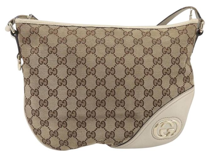 Borsa a tracolla GUCCI GG Canvas Beige Tono Oro 169998 Auth 201433 - vista 2