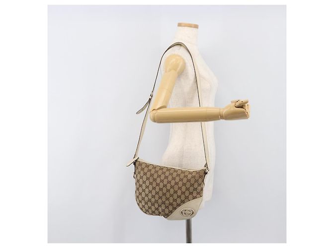 Borsa a tracolla GUCCI GG Canvas Beige Tono Oro 169998 Auth 201433 - vista 26