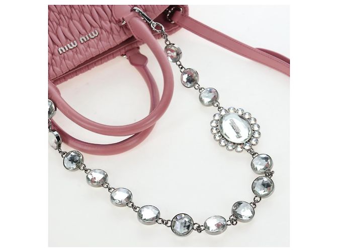Borsa a mano Miu Miu Matelassé in pelle 2way Rosa Argento Auth 203770V - vista 14
