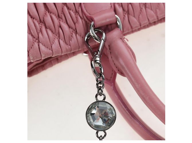 Borsa a mano Miu Miu Matelassé in pelle 2way Rosa Argento Auth 203770V - vista 16