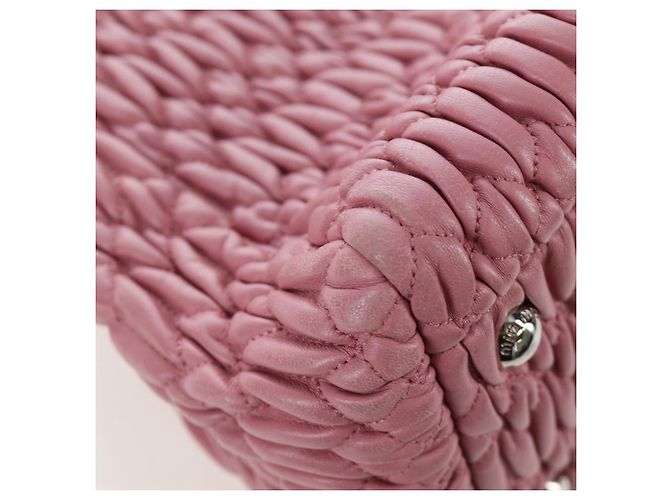 Borsa a mano Miu Miu Matelassé in pelle 2way Rosa Argento Auth 203770V - vista 18