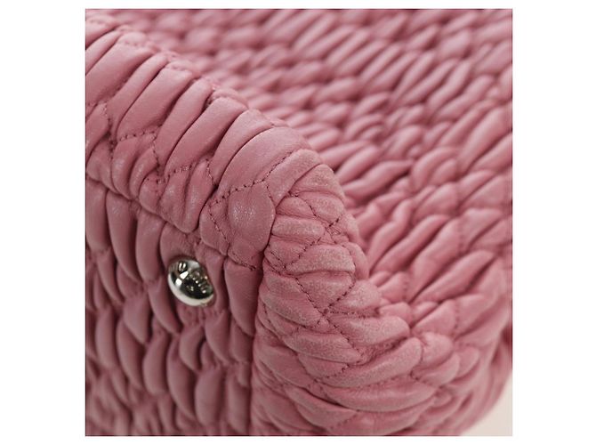 Borsa a mano Miu Miu Matelassé in pelle 2way Rosa Argento Auth 203770V - vista 19