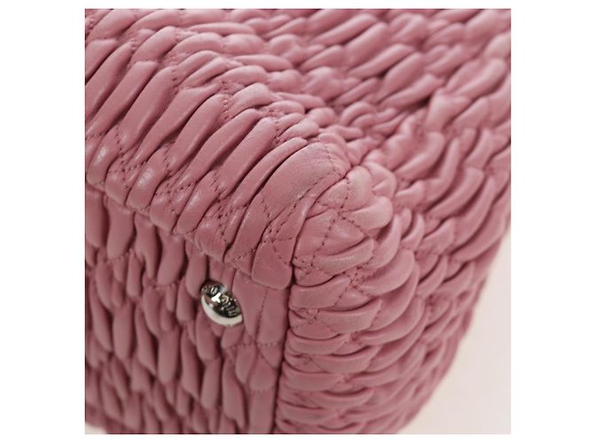 Borsa a mano Miu Miu Matelassé in pelle 2way Rosa Argento Auth 203770V - vista 21
