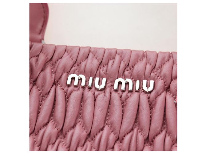 Borsa a mano Miu Miu Matelassé in pelle 2way Rosa Argento Auth 203770V - vista 22