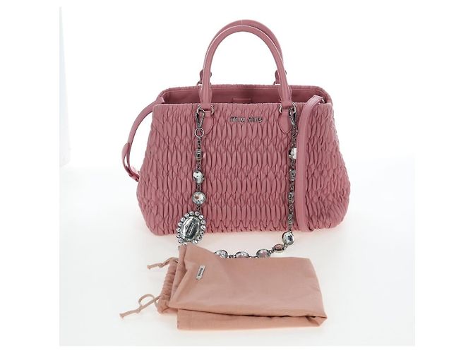 Borsa a mano Miu Miu Matelassé in pelle 2way Rosa Argento Auth 203770V - vista 33