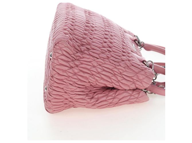 Borsa a mano Miu Miu Matelassé in pelle 2way Rosa Argento Auth 203770V - vista 5