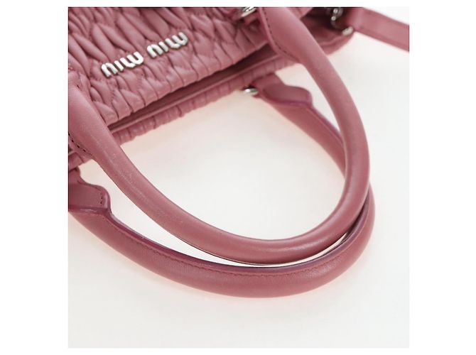 Borsa a mano Miu Miu Matelassé in pelle 2way Rosa Argento Auth 203770V - vista 8