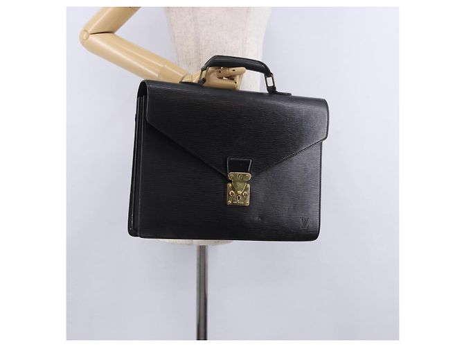 LOUIS VUITTON Epi Serviette Conseiller Business Bag Black M54422 LV Auth BA15701 Nero - vista 32