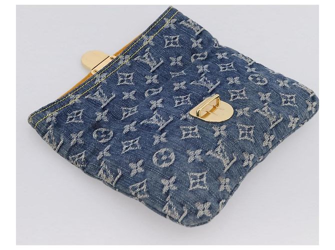 LOUIS VUITTON Monogram Denim Pochette Plat Clutch Bag Blue M95007 Auth 202197V - vista 13
