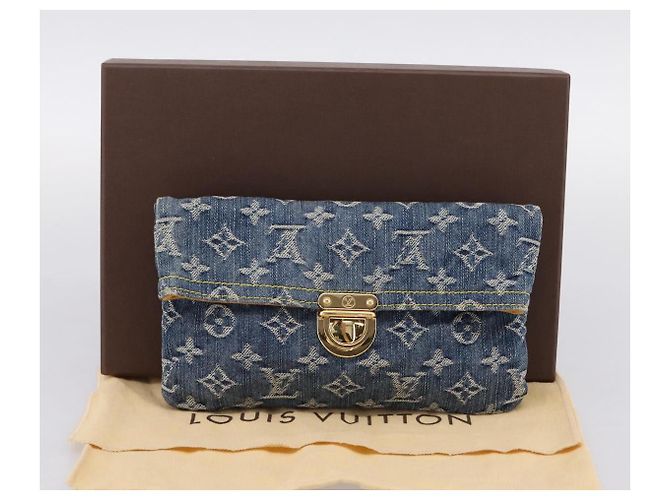 LOUIS VUITTON Monogram Denim Pochette Plat Clutch Bag Blue M95007 Auth 202197V - vista 21