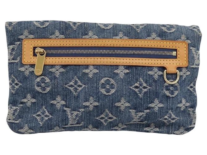 LOUIS VUITTON Monogram Denim Pochette Plat Clutch Bag Blue M95007 Auth 202197V - vista 3