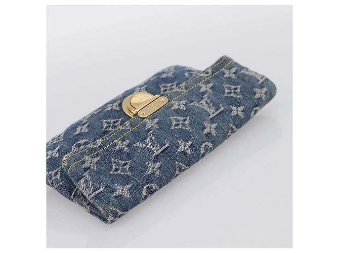 LOUIS VUITTON Monogram Denim Pochette Plat Clutch Bag Blue M95007 Auth 202197V - vista 6