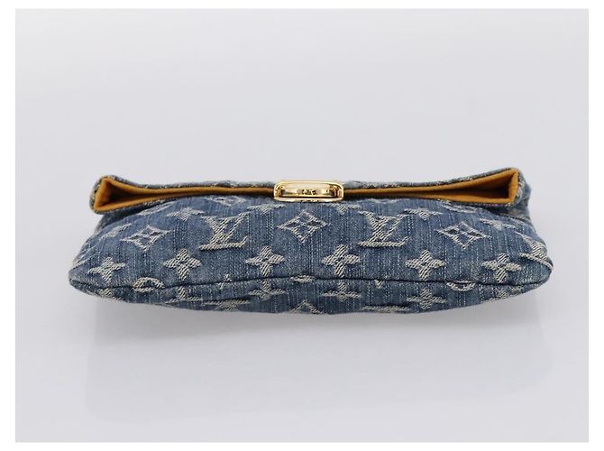 LOUIS VUITTON Monogram Denim Pochette Plat Clutch Bag Blue M95007 Auth 202197V - vista 7
