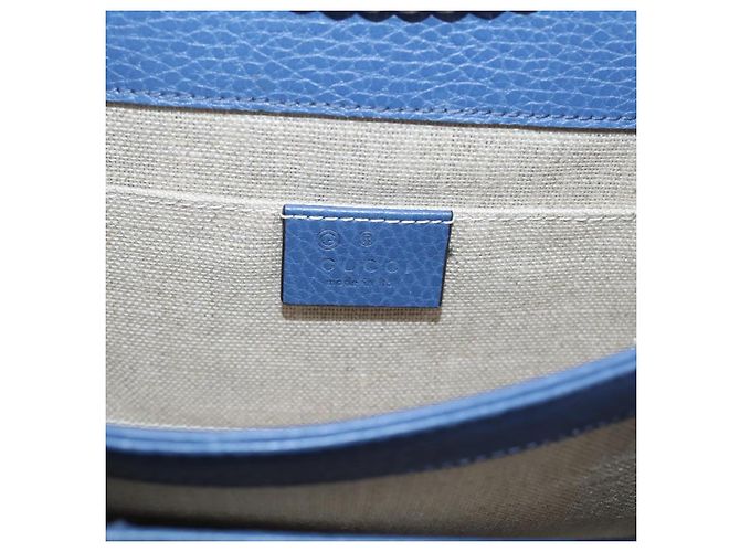 GUCCI Interlocking G Chain Schultertasche aus Leder Blau Gold 510304 Auth 202459V Golden - Ansicht 16