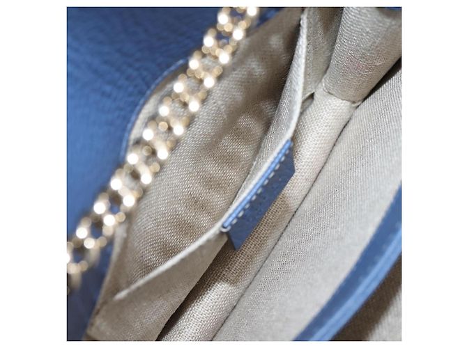 GUCCI Interlocking G Chain Schultertasche aus Leder Blau Gold 510304 Auth 202459V Golden - Ansicht 20