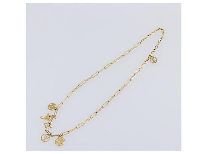 LOUIS VUITTON Monogram Collier Roman Holiday Necklace Gold M80272 Auth 203051M - vista 10